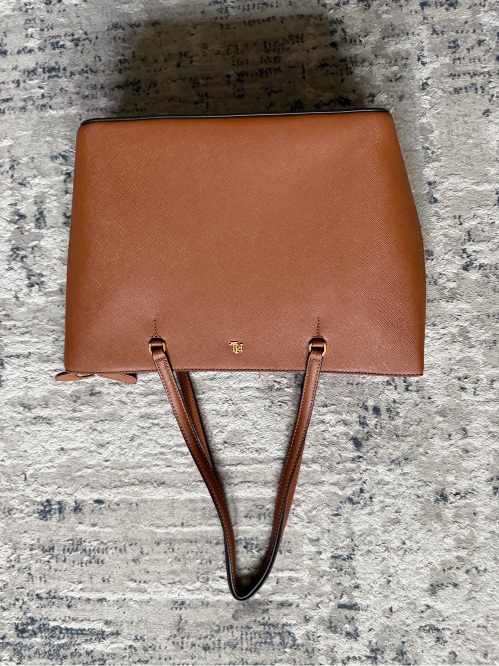 Tory Burch Tan Leather Tote with Gold-Tone Logo